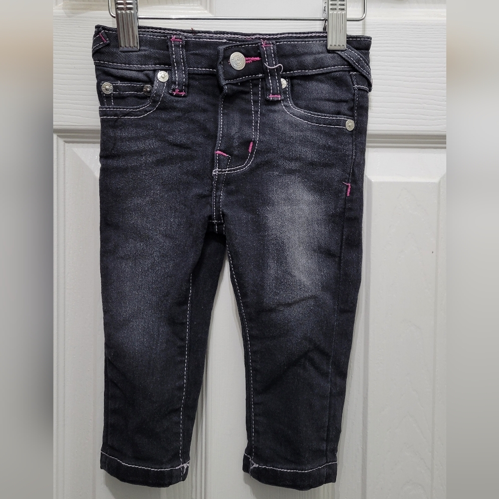 True Religion Kids Jeans - Charcoal with Pink Accents